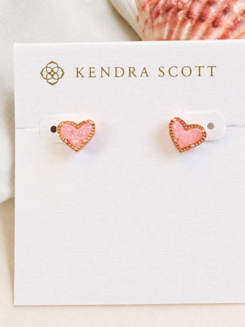 Kendra Scott Light Pink Drusy Heart Stud Earrings - Ari